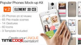 مجموعه مدل آماده سه بعدی گوشی + پروژه مخصوص تبلیغات اسمارت فون Popular Phones Mock-up Kit