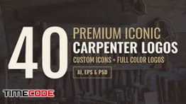 دانلود 40 آیکون با موضوع نجاری  Premium Carpenter Logo Set