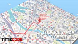 دانلود پروژه آماده نقشه سه بعدی سفر مخصوص افترافکت Lowpoly Map Element 3D
