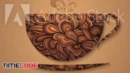 دانلود بک گراند قهوه با پترن گل Vector coffee background with floral pattern