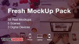 دانلود مجموعه موکاپ ویدئویی موبایل و لپ تاپ مخصوص افترافکت Fresh Mockup Pack // Phone, Laptop, Watch Devices