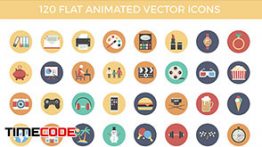 مجموعه 120 آیکون انیمیت فلت Flat Animated Vector Icons