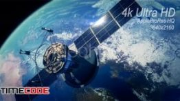 دانلود استوک فوتیج ماهواره به دور کره زمین Communication Satellite Orbiting Earth