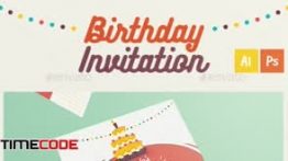 دانلود فایل لایه باز کارت دعوت تولد Colorful Birthday Invitation