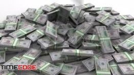 دانلود فوتیج موشن گرافیک : بسته های اسکناس Us Dollar Banknotes Falling Into Pile