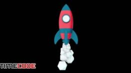 دانلود فوتیج موشن گرافیک : پرتاب موشک Cartoon Flying Rocket