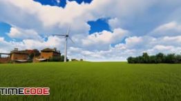 دانلود فوتیج موشن گرافیک : توربین بادی Windmills And Blue Sky