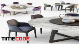 دانلود مدل آماده سه بعدی : ست میز و صندلی Poliform Grace chair Concorde table set01