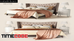 دانلود مدل آماده سه بعدی : تخت خواب Bed with bedside tables Fratelli Barri Mestre