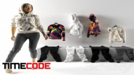 دانلود مدل آماده سه بعدی : لباس زنانه Chic Geometric Print Hoodie