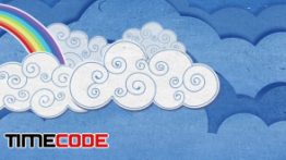 دانلود بک گراند ابر و رنگین کمان کارتونی Cartoon Clouds And Rainbows Loop