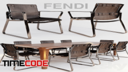 دانلود مدل آماده سه بعدی : میز وصندلی اداری blixen chair fendi chair and table serengeti by fendi casa