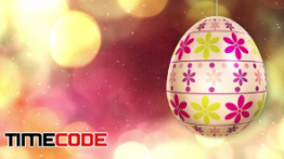 دانلود بک گراند موشن گرافیک : تخم مرغ عید پاک Rotating Easter Egg On Bokeh Background