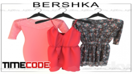 دانلود مدل آماده سه بعدی : لباس روی آویز BERSHKA dresses on hangers