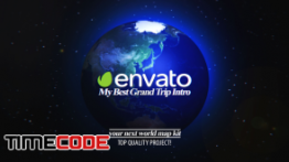 دانلود پروژه آماده افترافکت : نمایش مسیر روی کره زمین Best Grand Trip Intro | World Map Kit