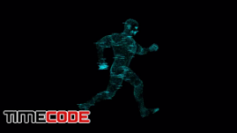 دانلود فوتیج آماده موشن گرافیک :  مرد دونده به صورت هولوگرافی Holographic Data Running Man Loop
