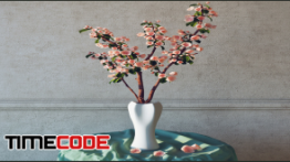 دانلود مدل آماده سه بعدی : گل و گلدان Branch with flowers