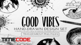 دانلود وکتور با طراحی دستی Hand-Drawn Design Set- Good Vibes