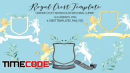 دانلود کارت دعوت لایه باز : فریم سلطنتی Watercolor Royal Crest Template