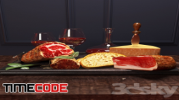 دانلود مدل آماده سه بعدی : گوشت با نوشیدنی Meat with wine