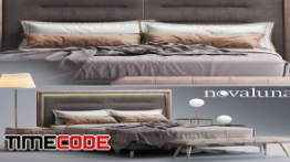 دانلود مدل آماده سه بعدی : تخت خواب Bed Novaluna QUEEN Fabric bed