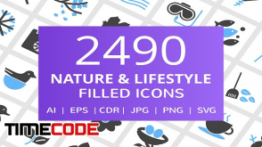 دانلود 2000 آیکون با موضوعات عمومی Nature & Lifestyle Filled Icons