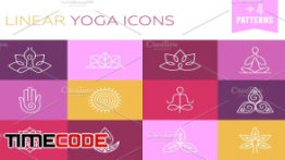 دانلود مجموعه آیکون یوگا با طراحی محیطی Vector linear yoga icons
