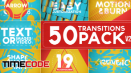 دانلود پروژه آماده افترافکت : 50 ترنزیشن آماده همراه با وله Transitions Pack with Opener