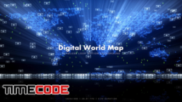 دانلود فوتیج آماده موشن گرافیک : نقشه دیجیتال جهان Digital World Map
