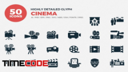 دانلود مجموعه آیکون سینمایی Glyph Icons Cinema Set
