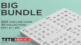 دانلود مجموعه آیکون خطی Big Bundle | 500 Thin Line Icons