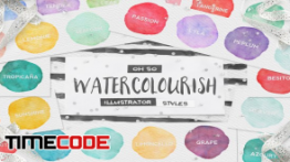 دانلود استایل آماده ایلستریتور : آبرنگ Watercolor AI Styles + EXTRAS