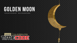 دانلود فوتیج آماده آلفا : ماه طلایی Golden Arabesque Moon Decor