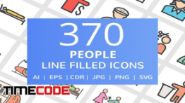 دانلود 370 آیکون تخت Flat از مردم People Filled Line Icons