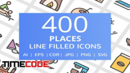 دانلود 400 آیکون از اماکن مختلف Places Filled Line Icons