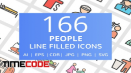 دانلود 166 آیکون مشاغل مختلف People Filled Line Icons