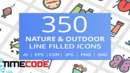 دانلود 350 آیکون فلت با موضوع طبیعت Nature & Outdoor Filled Icons
