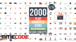 دانلود 2000 آیکون متحرک فلت مخصوص افتر افکت Flat Animated Icons Library