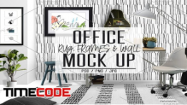 دانلود مجموعه موکاپ دفتر کار Office Rug, Wall & Frames Mock Up