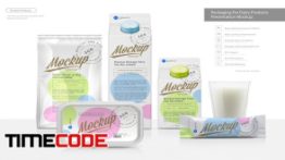 دانلود موکاپ محصولات لبنی روزانه Packaging for Dairy Products Present