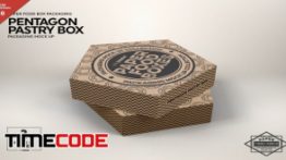 دانلود موکاپ بسته بندی  Pentagon Pastry Box Mockup