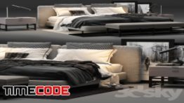 دانلود مدل آماده سه بعدی : تخت خواب Minotti Tatlin Cover Bed