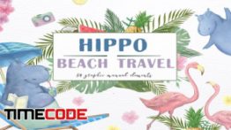 دانلود کلیپ آرت ست تابستانی Hippo Beach Travel  Summer Set
