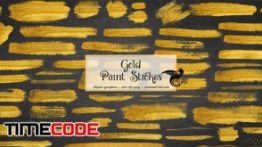 دانلود 60 PNG رد قلمو Gold Paint Strokes
