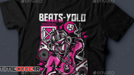 دانلود طرح لایه باز تی شرت Beats-Yolo T-Shirt Design