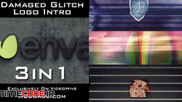 دانلود پروژه آماده افترافکت : لوگو Damaged Glitch Logo Intro – 3in1 Pack