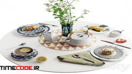 دانلود مدل آماده سه بعدی میز صبحانه Set of dishes in Scandinavian style