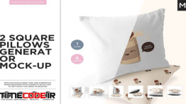 دانلود موکاپ بالش 2 Square Pillows Generator Mock-up