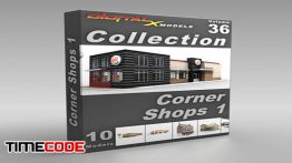 دانلود مجموعه مدل سه بعدی فروشگاه 3D Model Collection  Volume 36: Corner Shops 1