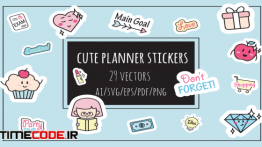 دانلود مجموعه استیکر های کارتونی Cute Planner Stickers